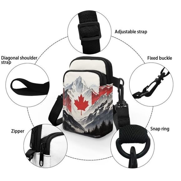 Canada Mountain Painting Travel Crossbody Bag Cell Phone Shoulder Bag, :< - Picture 5 of 7